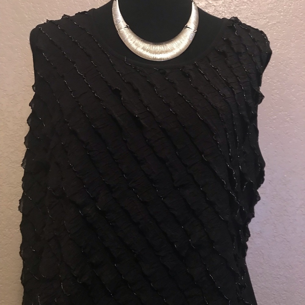 Black/Silver Ruffled Blouse